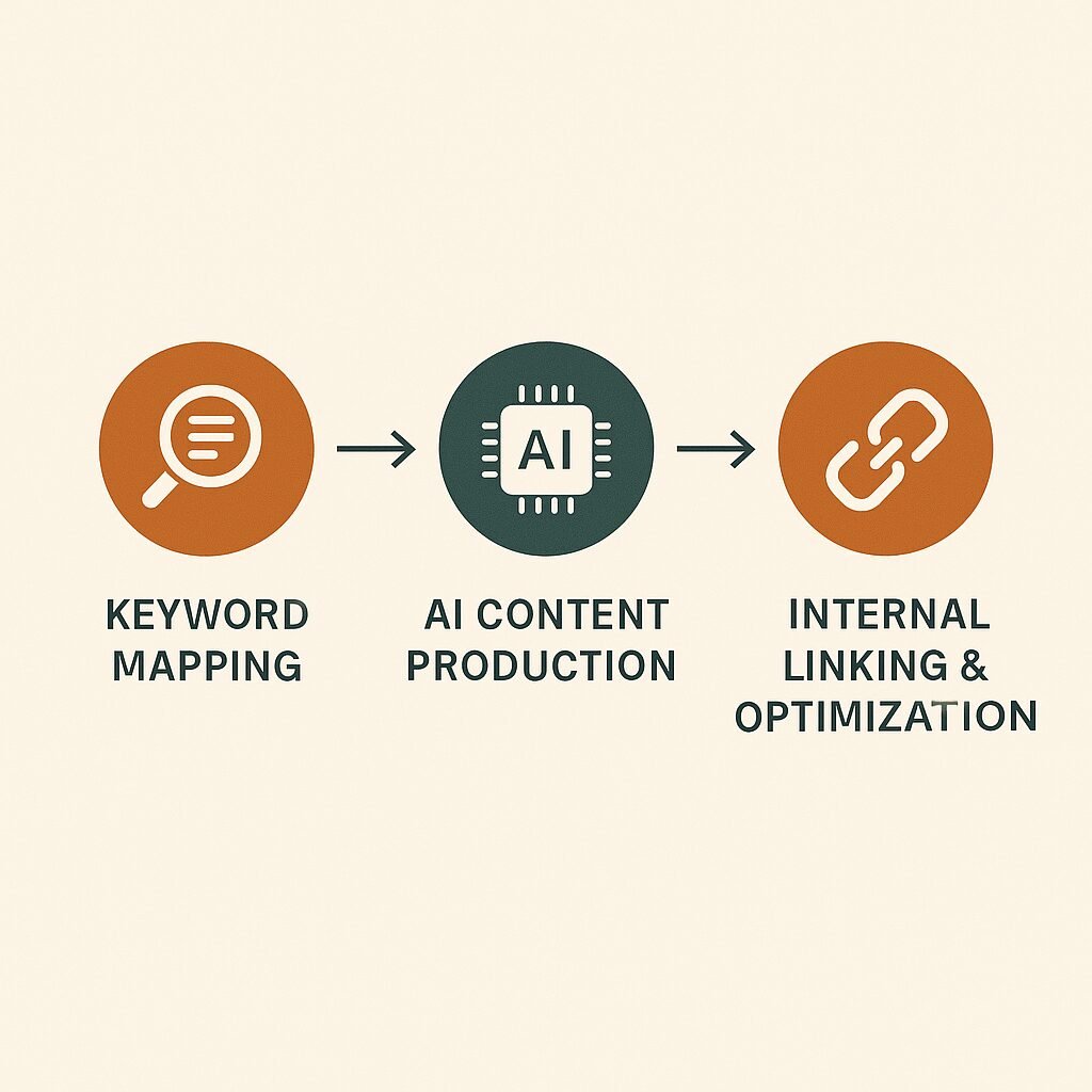 Workflow diagram of AI SEO Workforce process